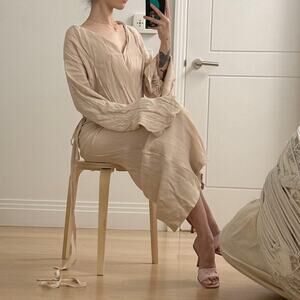 Creampale pink wrap dress with